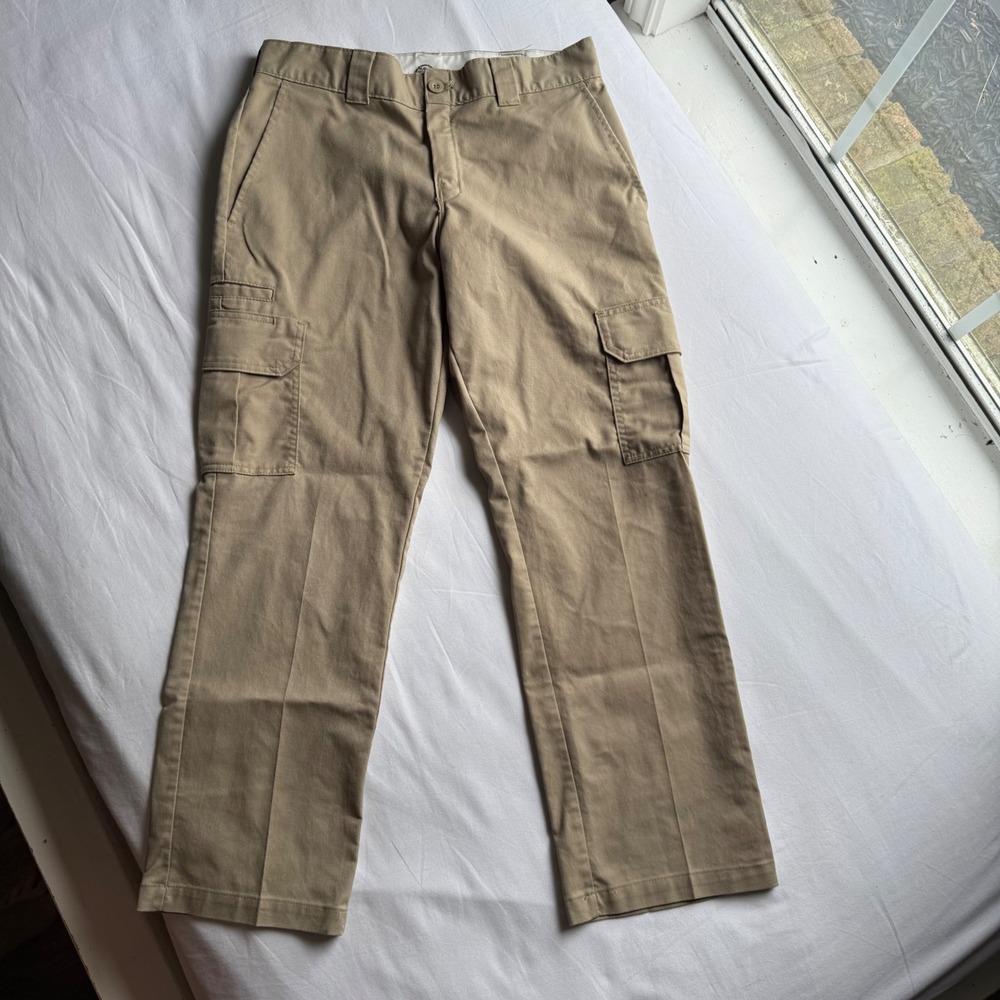Dickies Regular Straight Flex Cargo Pants Khaki Tan WP595DS 32x30 Uniform Work